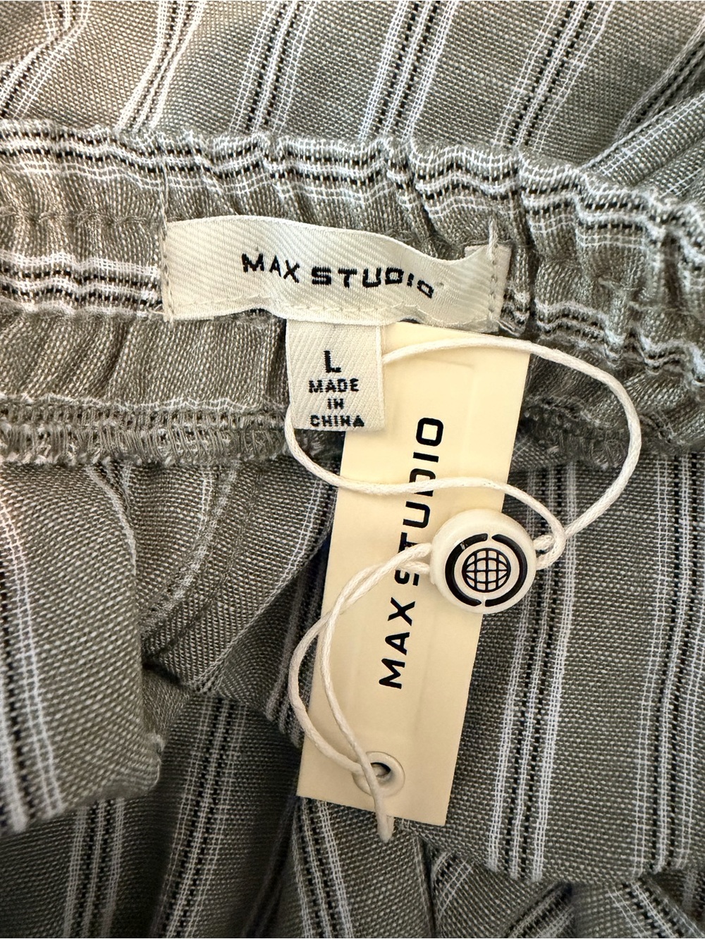 Max Studio Olive & Cream Striped Midi Skirt - Picture 6 of 7
